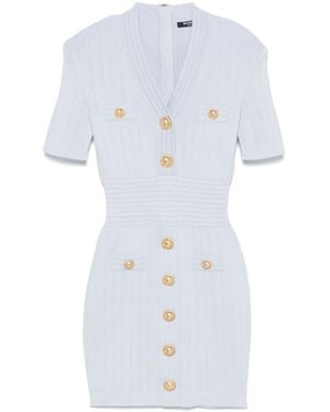 Balmain Midi -jurk Met Knoppen - Wit