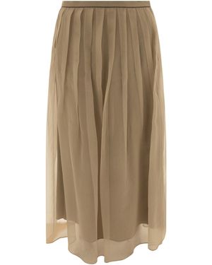Brunello Cucinelli Midi-Plooirok - Naturel