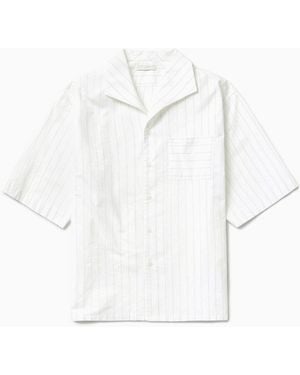 1989 STUDIO Wihite Striped Bowling Shirt - White
