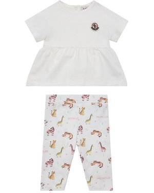 Moncler Kids Cotton T-Shirt And Trousers Set - White