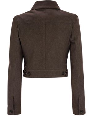 Max Mara Carpa Cropped Denim-Effect Jacket in Brown | Lyst