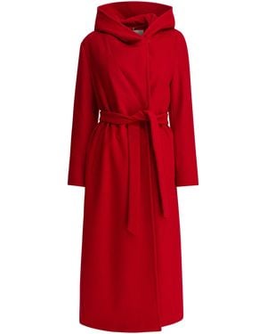Herno Scheerwol Lange Jas - Rood