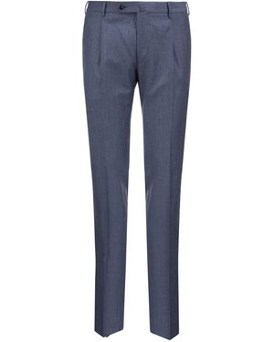 PT Torino Super Slim Pied De Poule Lana Pantaloni - Blu