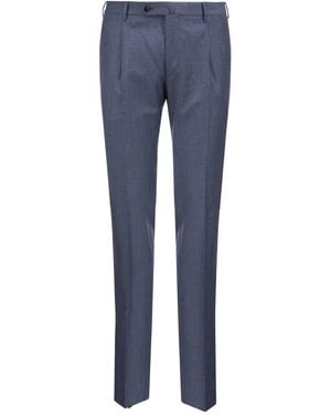 PT Torino Super Slim Pied De Poule Wool Pants - Blue