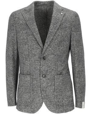 L.B.M. 1911 Drop S Chequered Blazer - Grey