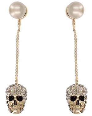 McQueen Alexander Mc Queen "Skull" Dangle Earrings - White