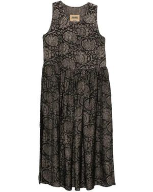 Uma Wang Midikleid Mit Blumen-Print - Mehrfarbig