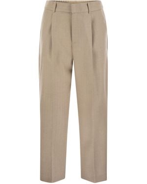 PT Torino Daisy Wol En Cashmere Pinstripe Pants - Naturel