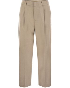 PT Torino Daisy Wool And Cashmere Pinstripe Trousers - Natural