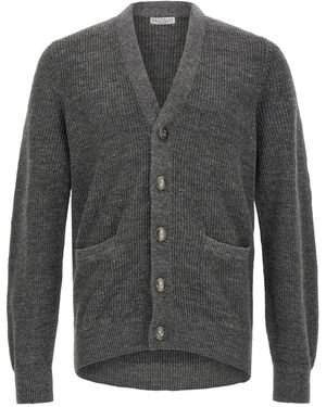Brunello Cucinelli Cotton Blend Linnen Cardigan - Grijs