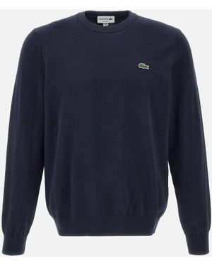 Lacoste Navy Cotton Crewneck Trui - Blauw