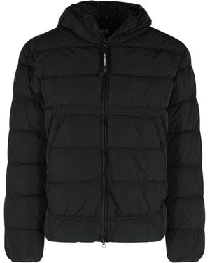 C.P. Company Puffy Down Jacket With Integrated Hood And Glasses - Black