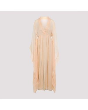 Alberta Ferretti Chiffon Long Dress - Natural