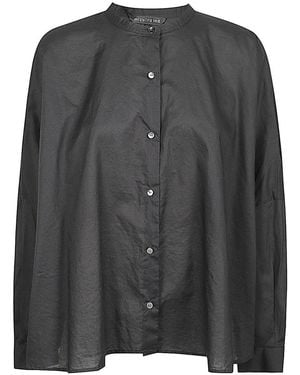 MIZUIRO Embroidered Cotton Shirt - Black