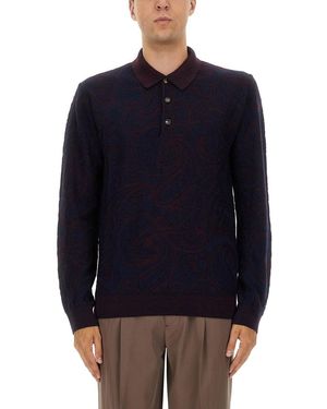 Etro Long Sleeved Polo Shirt - Blue