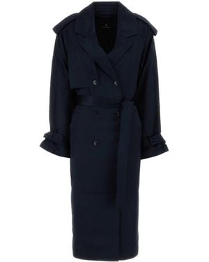 Anine Bing Midnight Blue Satin Rickie Trench Coat