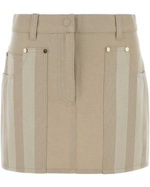 Fendi Beige Drill Mini Skirt - Natural
