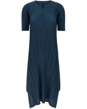 Pleats Please Issey Miyake Mellow Pleats Midi Dress - Blue