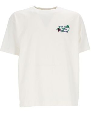 Drole de Monsieur Off Vine Embroidered Slogan T Shirt - White
