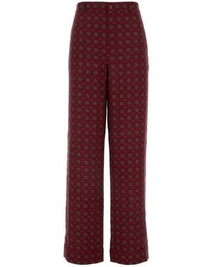 Moschino Couture Printed Silk Pants - Red