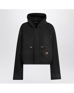 Balenciaga Cropped Jacket With Hood - Black