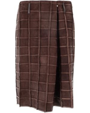 Niccolò Pasqualetti Falda Piega Cuadrada Ante Patchwork - Marrón