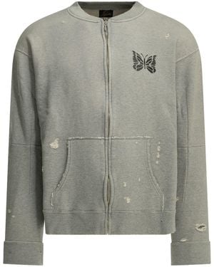 Needles "Deconstructed" Zippered Sweatshirt - Gray