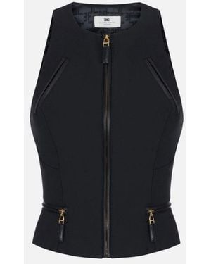 Elisabetta Franchi Top With Zip Details - Black