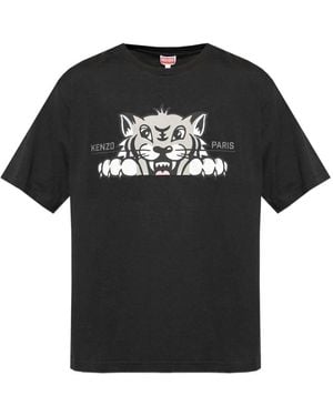 KENZO T-Shirt Oversize Happy Tiger - Nero
