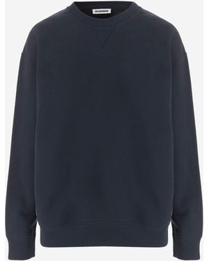 Jil Sander Katoenen Sweatshirt Met Logo - Blauw
