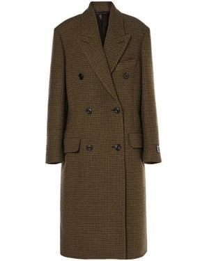 Acne Studios Checked Double-Breasted Wool Blend Coat - Brown