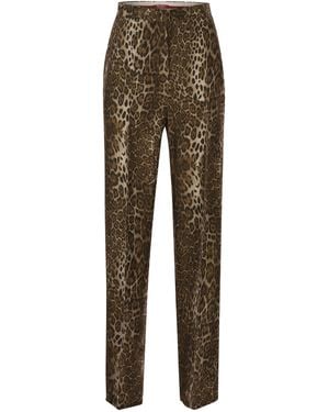 Max Mara Mstromana - Zijden Broek Met Dierenprint - Bruin