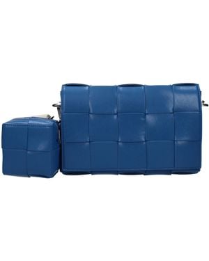 Bottega Veneta Cassette Crossbody Bags/Deep Pacific Leather - Blue