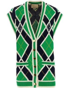 Gucci Embroidered Cotton Vest - Green