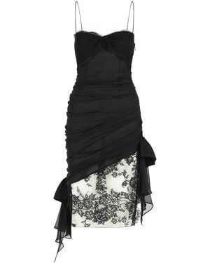 Alessandra Rich Black Silk Mini Vestido - Negro