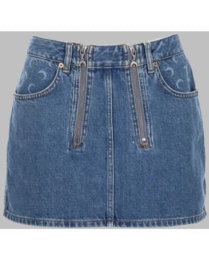 Marine Serre Cotton Mini Skirt With Zip Closure - Blue