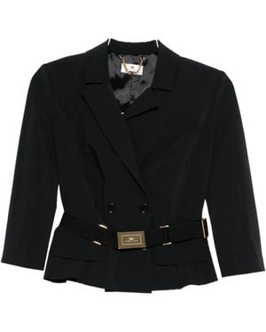 Elisabetta Franchi Belted Double-Breasted Jacket - Black