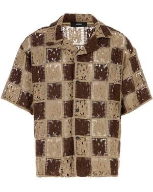 Amiri Oversized Crochet Shirt - Brown