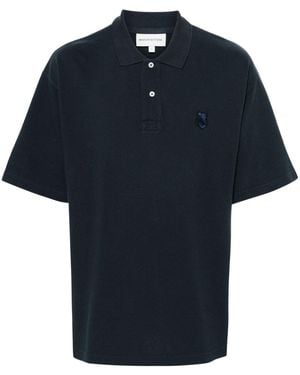 Maison Kitsuné Poloshirt Mit Fuchs-Patch - Blau