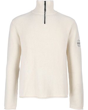 Murphy & Nye Whisper Fender High-Neck Half-Zip Sweater - White