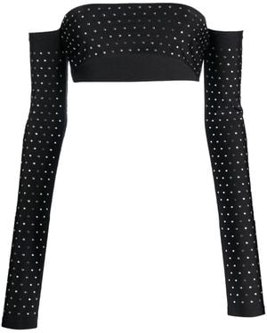 ANDAMANE Lexi Crystal Crop Top - Black
