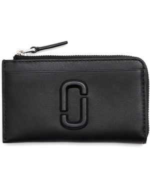 Marc Jacobs Black Lederen Zip -portemonnee Met Kaartslots - Zwart