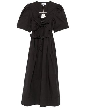 Ganni Organic Cotton Midi Dress - Black