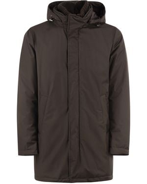 Herno Hooded Parka With Knitted Inner Collar - Black