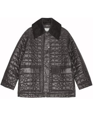 Ganni Quilted Midi Jacket Not Specified - Gray