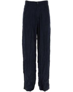 Balenciaga Dark Bue Satin 5 Pocket Pant - Blue