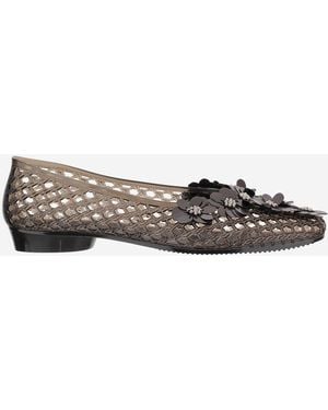 HEAVENLY JELLY Transparent Ballerina Flats With Decoration - Black