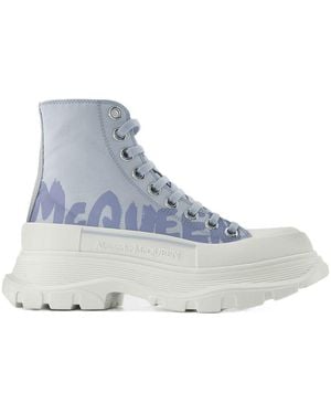 McQueen Tread Slick Sneakers Schwarz/Weiß Leder - Blau