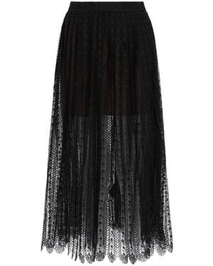 Self-Portrait Lace Midi Skirt - Black