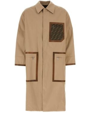 Fendi Cappuccino Cotton Reversible Trench Coat - Natural